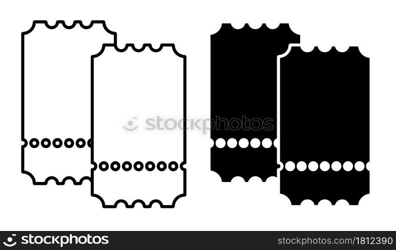 Linear icon. Theater ticket. Perforated paper ticket for admission to cinema. Simple black and white vector isolated on white background