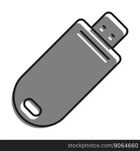 Linear icon. USB flash drive, USB memory card. Storage of information on removable media. Simple black and white vector isolated on white background