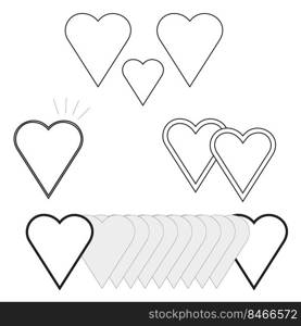 Linear illustration with hearts icons. Love, romance concept. Vector illustration. stock image. EPS 10.. Linear illustration with hearts icons. Love, romance concept. Vector illustration. stock image. E