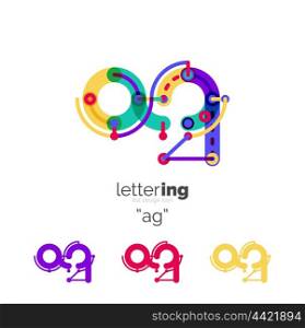 Linear initial letters, logo branding concept, cartoon funny style