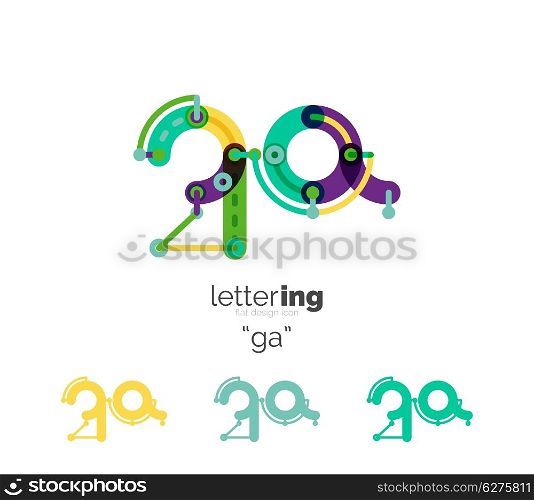Linear initial letters, logo branding concept, cartoon funny style