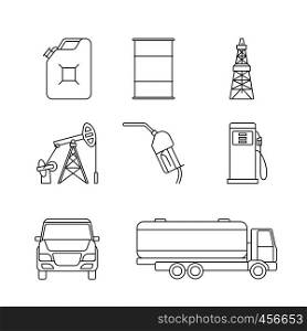 Linear oil icons. Diesel and petrol thin line signs. Vector illustration. Linear oil icons
