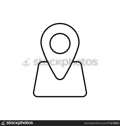Linear pointer with map icon. Isolated vector element. Location icon vector simple design. Point marker icon. Gps pointer mark. Pin position marker design. EPS 10. Linear pointer with map icon. Isolated vector element. Location icon vector simple design. Point marker icon. Gps pointer mark. Pin position marker design.