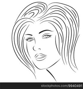 Linear portrait girl genre minimalism, vector illustration EPS 8. 