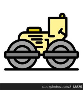 Linear road roller icon. Outline linear road roller vector icon color flat isolated. Linear road roller icon color outline vector