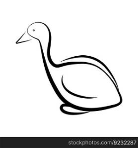Linear sketch doodle poultry bird animal isolated icon flat hand drawn print goose duck swan shape