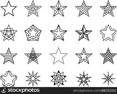Linear stars set vector image