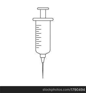 Linear syringe icon isolated on white background. Vaccination and immunization concept. Editable stroke. Vector outline illustration.. Linear syringe icon isolated on white background. Vaccination and immunization concept