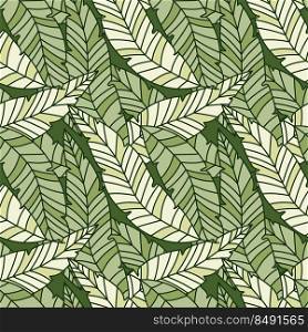 Linear tropical palm leaves seamless pattern. Exotic botanical texture. Jungle leaf seamless wallpaper. Floral background. Design for fabric, surface, textile print, wrapping, cover. Linear tropical palm leaves seamless pattern. Exotic botanical texture.
