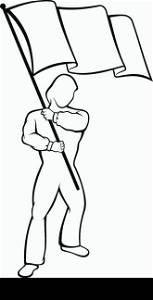 Lineart of young man waving a flag