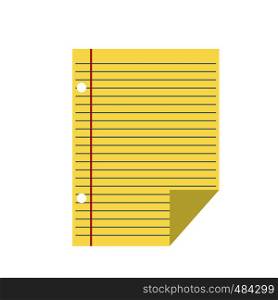 Lined paper of notebook flat icon isolated on white background. Lined paper of notebook icon