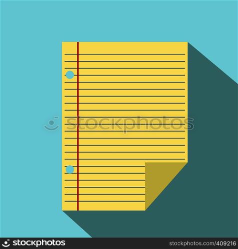 Lined paper of notebook flat icon. Single illustration on a blue background. Lined paper of notebook icon