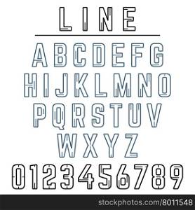 Lineletter. Alphabet Line Design Font. Letters and numbers. Vector illustration.