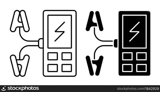 Liner icon. Digital multimeter, device for measuring current and voltage in electrical circuit. Simple black and white vector isolated on white background