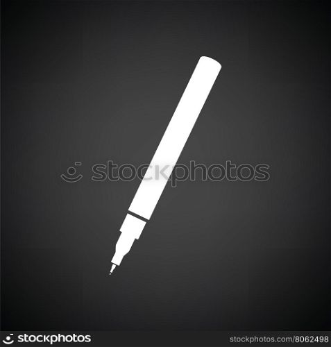 Liner pen icon. Black background with white. Vector illustration.