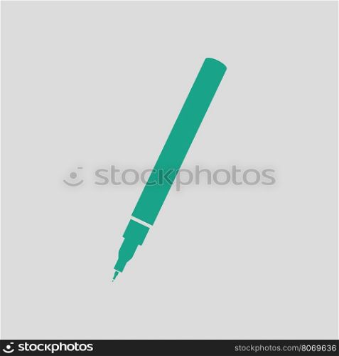 Liner pen icon. Gray background with green. Vector illustration.