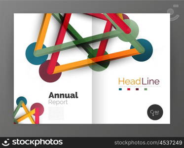 Lines and circles, modern abstract business annual report template. Vector illustration