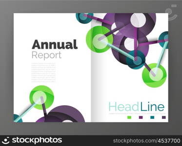 Lines and circles, modern abstract business annual report template. Vector illustration