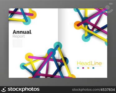 Lines and circles, modern abstract business annual report template. Vector illustration