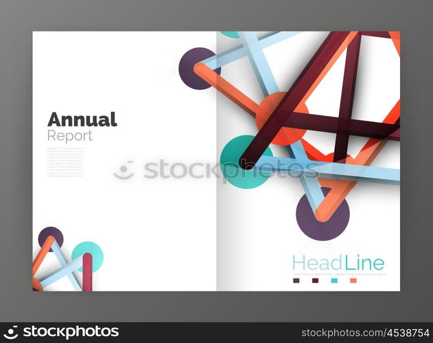 Lines and circles, modern abstract business annual report template. Vector illustration