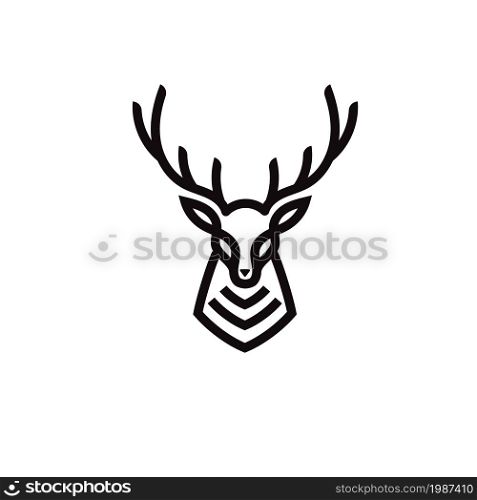Lines art modern head deer and horn logo vector symbol icon design illustration