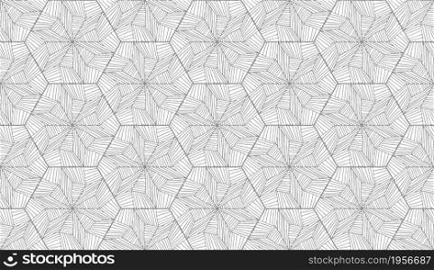 Lines hexagonal pattern in abstract style on white background. Monochrome print vector stripe pattern. Hexagon pattern seamless repeat swatch.. Lines hexagonal pattern in abstract style on white background. Monochrome print vector stripe pattern. Hexagon pattern seamless repeat swatch. Abstract geometric ornament.