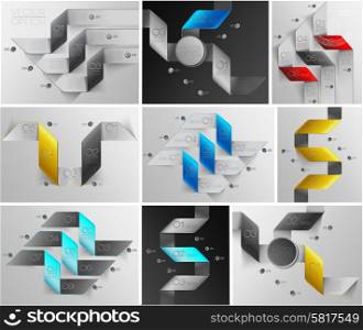 Lines infographics set. Template for diagram, presentation and chart. Business concept with options, parts, steps or processes. Abstract background.