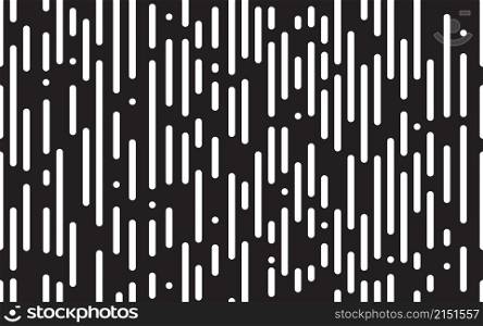 Lines transition seamless pattern. White rounded halftone lines on black background. Irregular geometric texture. Modern black-white abstract wallpaper. Monochrome transition. Vector.