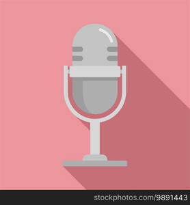 Linguist microphone icon. Flat illustration of linguist microphone vector icon for web design. Linguist microphone icon, flat style