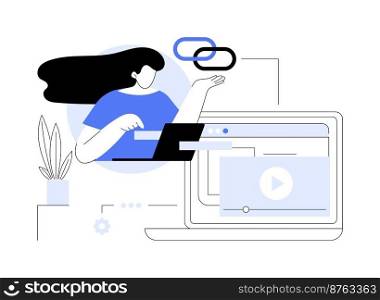 Link building abstract concept vector illustration. SEO strategies, search engine visibility optimization, content marketing, embedding refferal link URL, page rank algorithm abstract metaphor.. Link building abstract concept vector illustration.