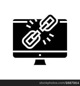 link disconnected glyph icon vector. link disconnected sign. isolated contour symbol black illustration. link disconnected glyph icon vector illustration