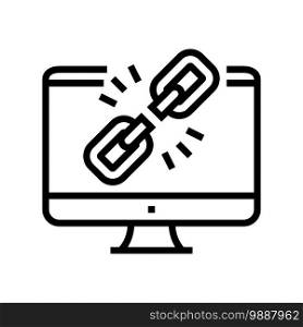 link disconnected line icon vector. link disconnected sign. isolated contour symbol black illustration. link disconnected line icon vector illustration