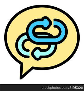 Link in a chat bubble icon. Outline link in a chat bubble vector icon color flat isolated. Link in a chat bubble icon color outline vector