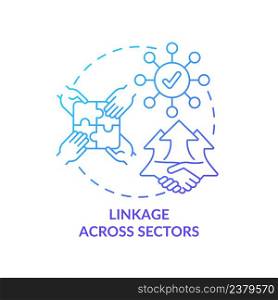 Linkage across sectors blue gradient concept icon. Social planning holistic approach. ILAP principle abstract idea thin line illustration. Isolated outline drawing. Myriad Pro-Bold fonts used. Linkage across sectors blue gradient concept icon