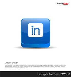 Linked in Icon - 3d Blue Button.