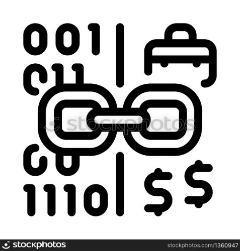 linking binary code to money icon vector. linking binary code to money sign. isolated contour symbol illustration. linking binary code to money icon vector outline illustration