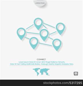 Linking entities. Networking, social media, SNS, internet communication abstract. Global network connection. World map point and composition concept of global business. Vector Illustration.
