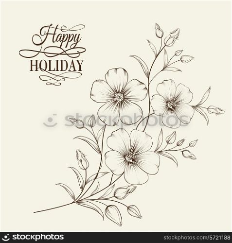 Linum flower isolated over gray background. Vector illustration.