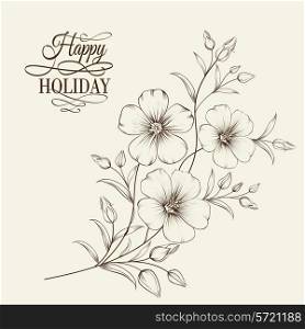 Linum flower isolated over gray background. Vector illustration.