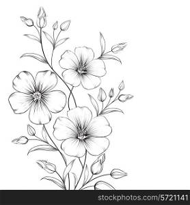 Linum flower isolated over white background. Vector illustration.