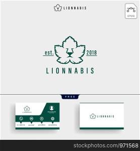Lion and cannabis Leaf Nature Logo template vector illustration and business card design. Lion Leaf Nature Logo template and business card
