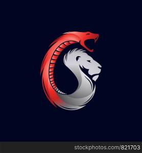 lion and dragon logo template