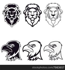 lion and eagle. Logo,badge or label design template. Vector illustration. Sport team logo template.