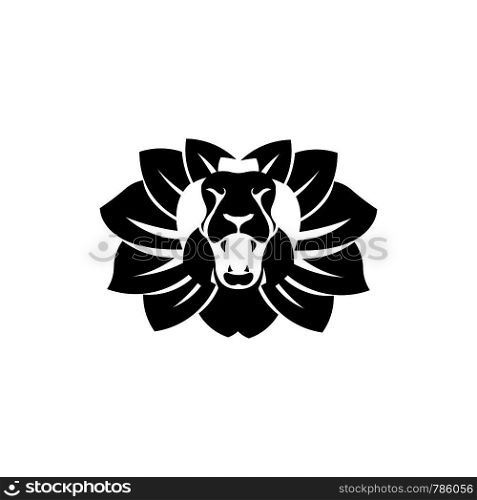 lion and flower logo template