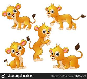 Lion animal cartoon set collection