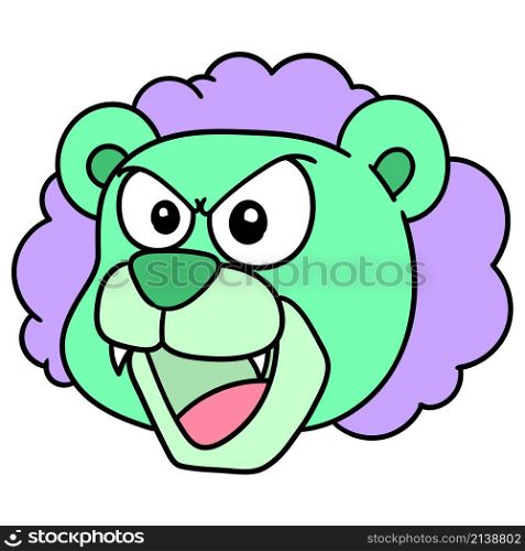 lion animal head emoticon with angry face