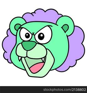 lion animal head emoticon with angry face