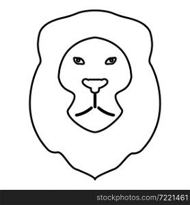 Lion Animal Wild cat head contour outline icon black color vector illustration flat style simple image. Lion Animal Wild cat head contour outline icon black color vector illustration flat style image