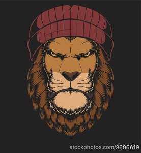 Lion beanie hat vector illustration