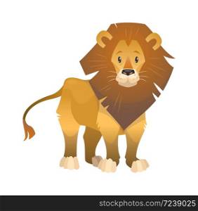 Lion. Cartoon wild animal. Nature africa tropical character. Safari cat isolated on white background cute gradient vector illustration. Lion. Cartoon wild animal. Nature african character. Safari cat isolated on white background cute vector illustration